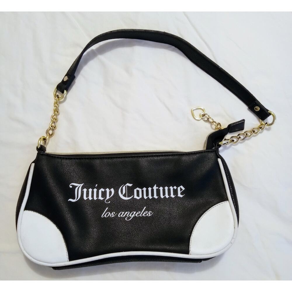 Juicy Couture Fashionista Black & White Shoulder Bag Designer Handbag Chic Tote